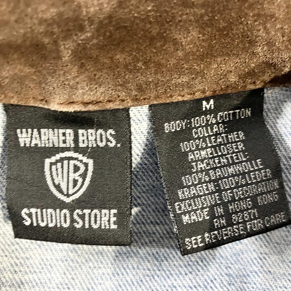 Vintage Looney Tunes Taz Jacket Mens Medium Blue Denim Warner Bros 90s - Picture 3 of 7